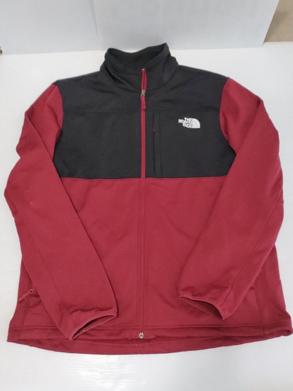 The North Face Mens Full Zip Softshell Jacket Red Black Color block Men Size XL